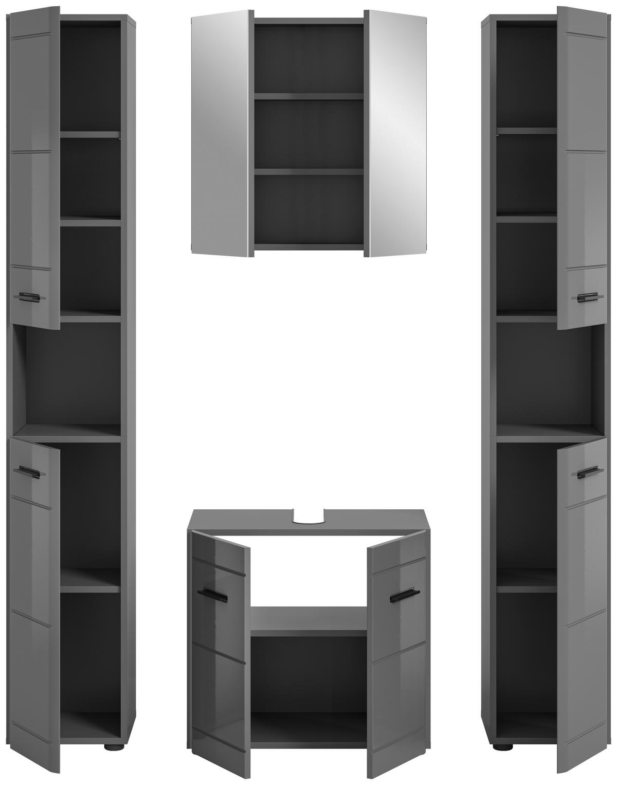 Badezimmer Soft Grau Hg B: 120 cm - Grau Hochglanz/Schwarz, MODERN, Holzwerkstoff (120cm) - MID.YOU