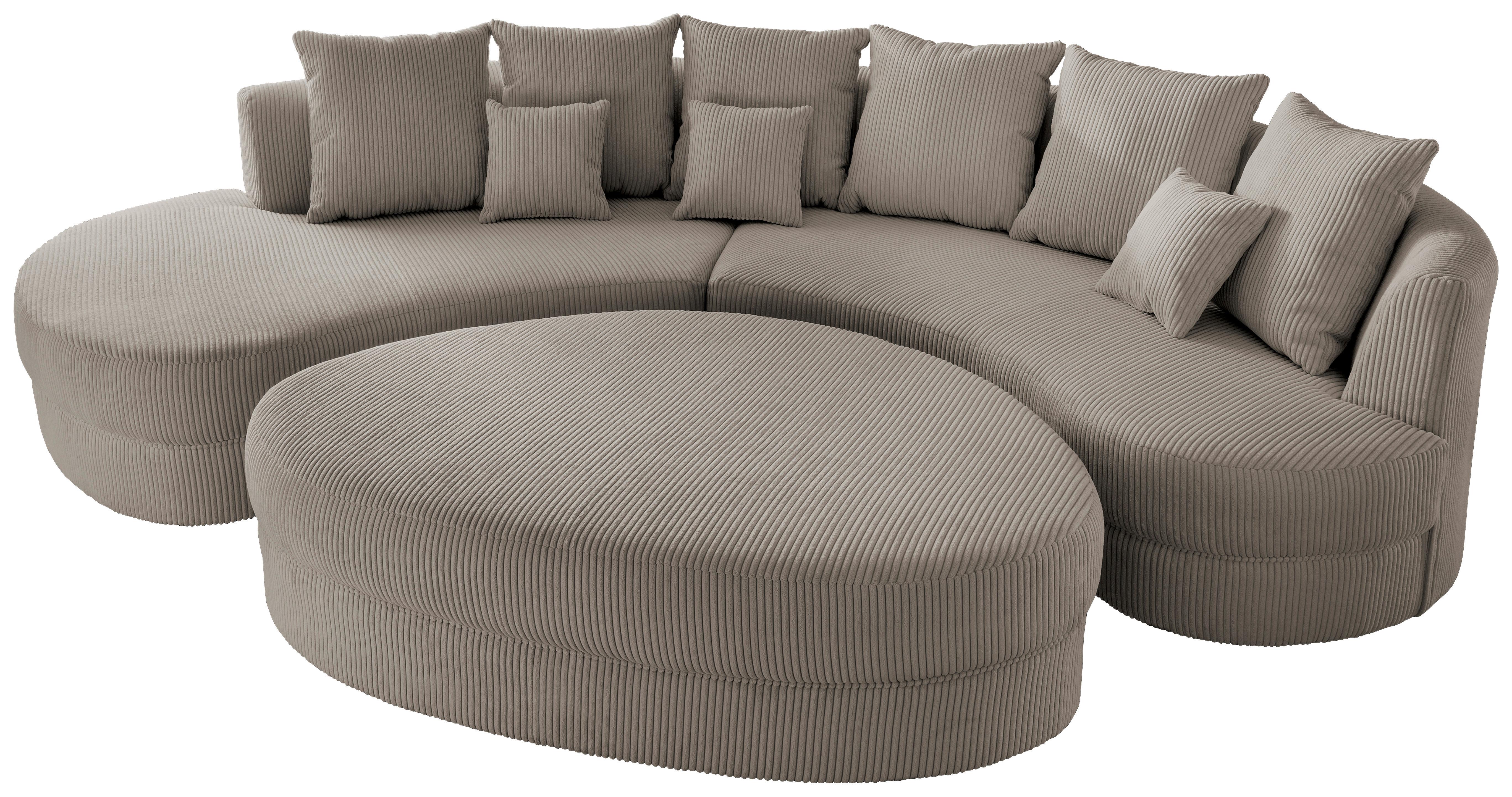 Wohnlandschaft Limoncello Graubraun S: 160x300 cm - Graubraun/Schwarz, Design, Textil (160/300cm) - Livetastic