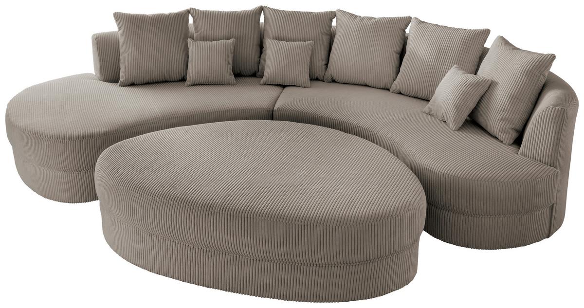 Wohnlandschaft Limoncello Graubraun S: 160/300 Cm - Graubraun/Schwarz, Design, Textil (160/300cm) - Livetastic