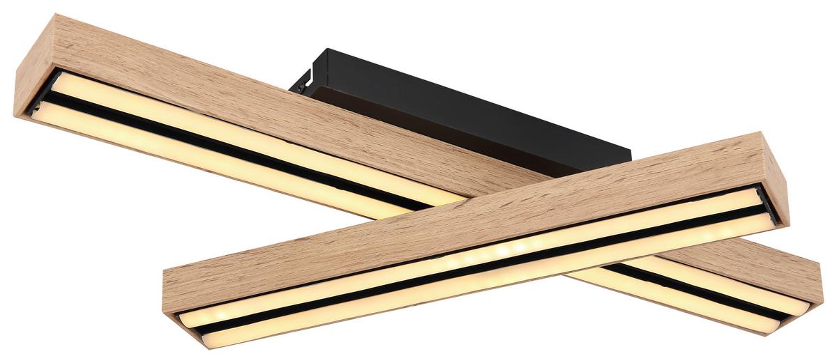 LED-Deckenleuchte Doro L: 51,5 cm Memory-Funktion - Opal/Schwarz, Basics, Kunststoff/Metall (51,5/36,5/11cm) - Globo