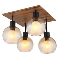Deckenleuchte Barry L: 43 cm Klar Schwarz Dunkelbraun - Klar/Dunkelbraun, Basics, Glas/Holzwerkstoff (43/43/38cm) - Globo