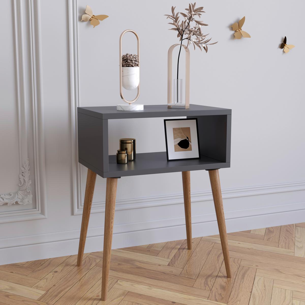 Nachttisch Singol M - Honigeiche/Anthrazit, MODERN, Holzwerkstoff (44,5/60/30cm) - MID.YOU