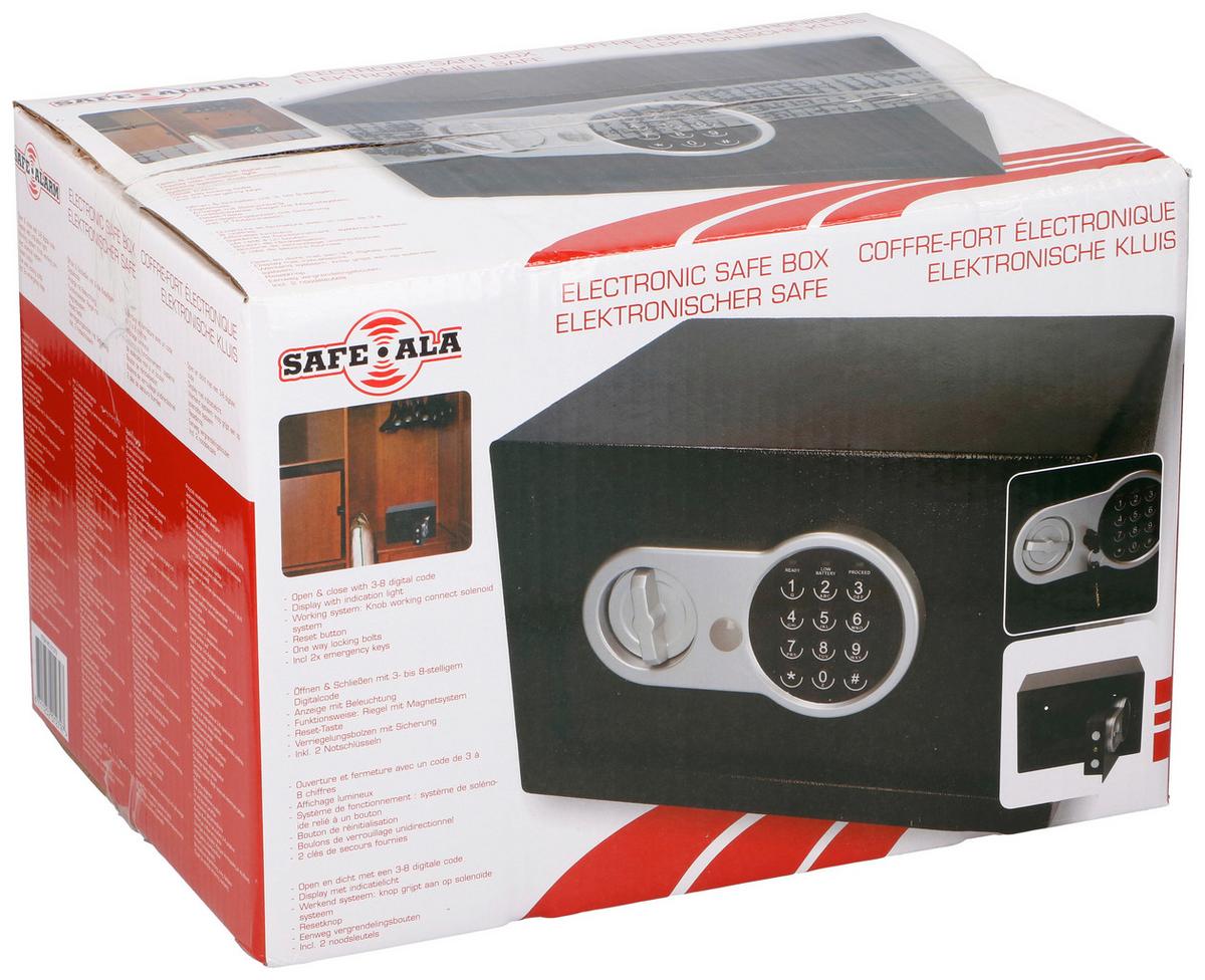 Széf Kb. 30,5/19,5/20cm - fekete, Basics, fém (30,5/19,5/20cm)