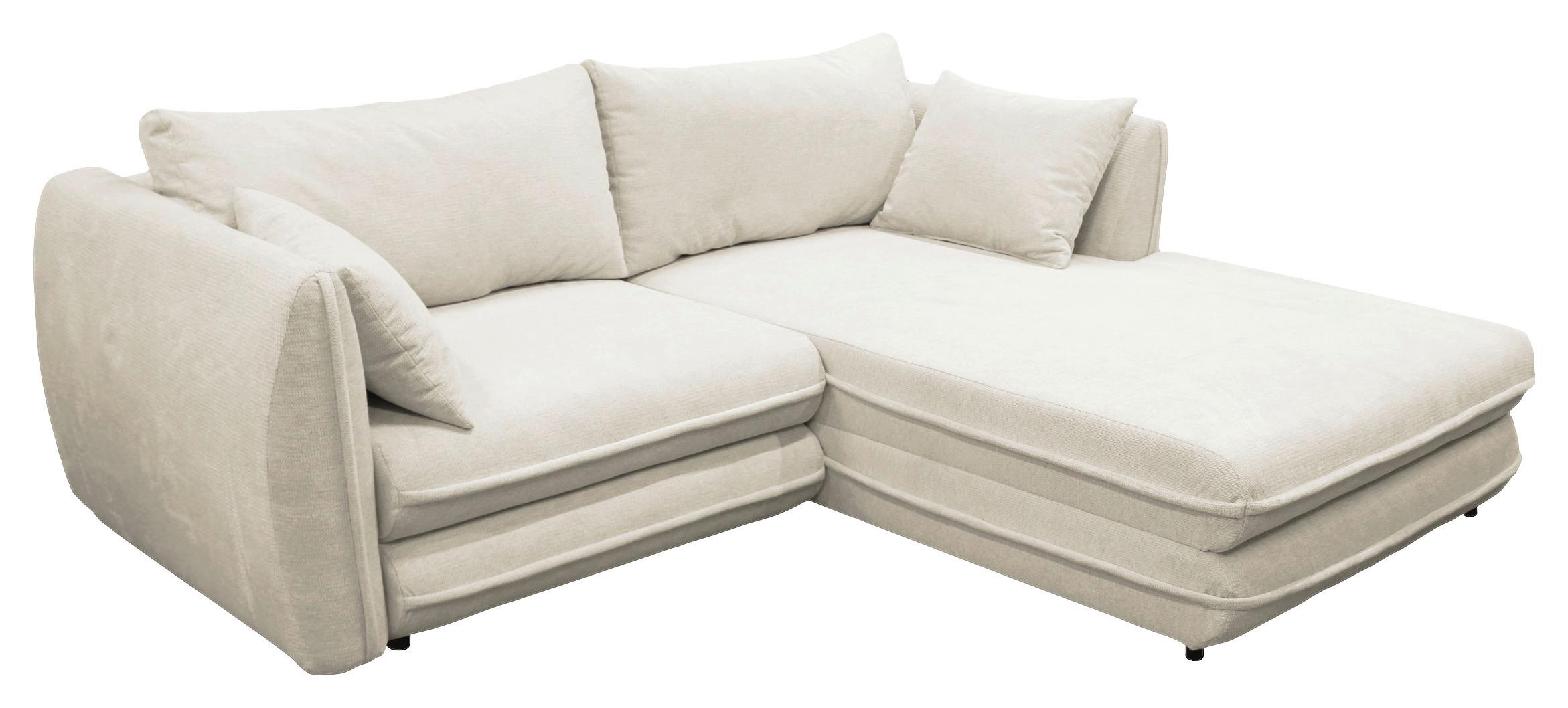 Ecksofa Vivaldi Creme S: 240x201 cm - Creme/Schwarz, Design, Textil (240/201cm) - MID.YOU