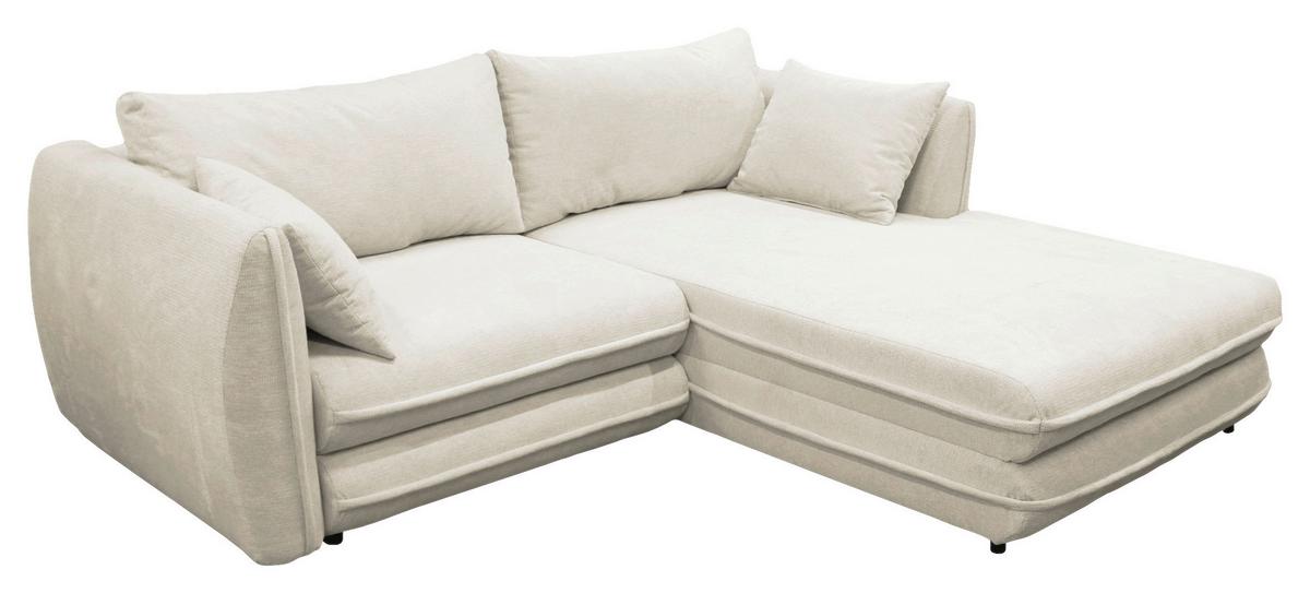 Ecksofa Vivaldi Creme S: 240x201 Cm - Creme/Schwarz, Design, Textil (240/201cm) - MID.YOU