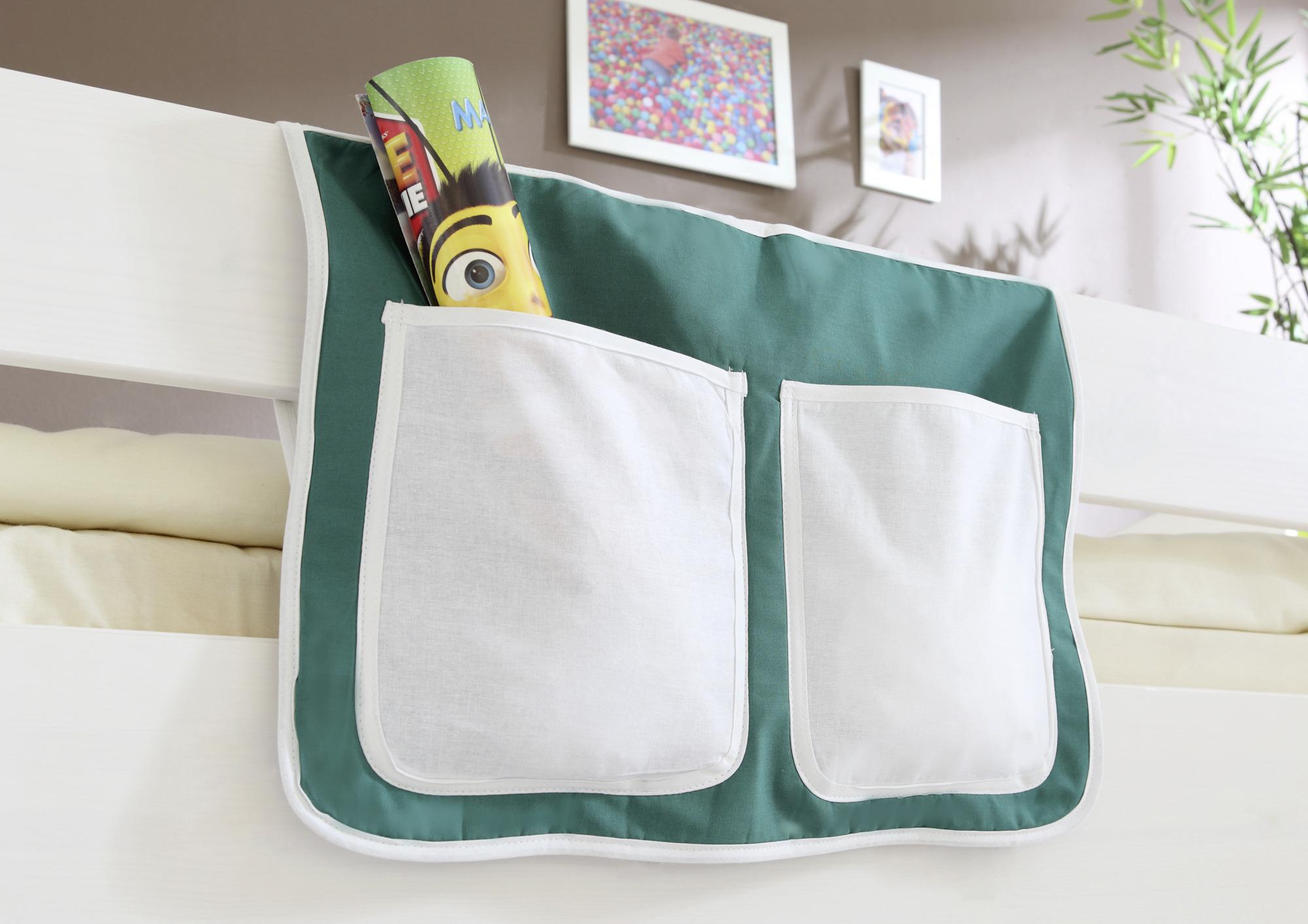 Vrecko na posteľ zelené/biele - biela/tmavozelená, Konventionell, textil (56/32/2cm) - MID.YOU