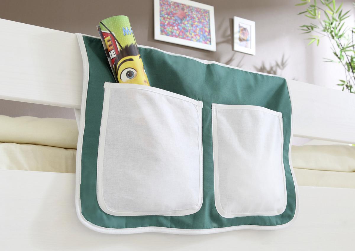 Vrecko na posteľ zelené/biele - biela/tmavozelená, Konventionell, textil (56/32/2cm) - MID.YOU