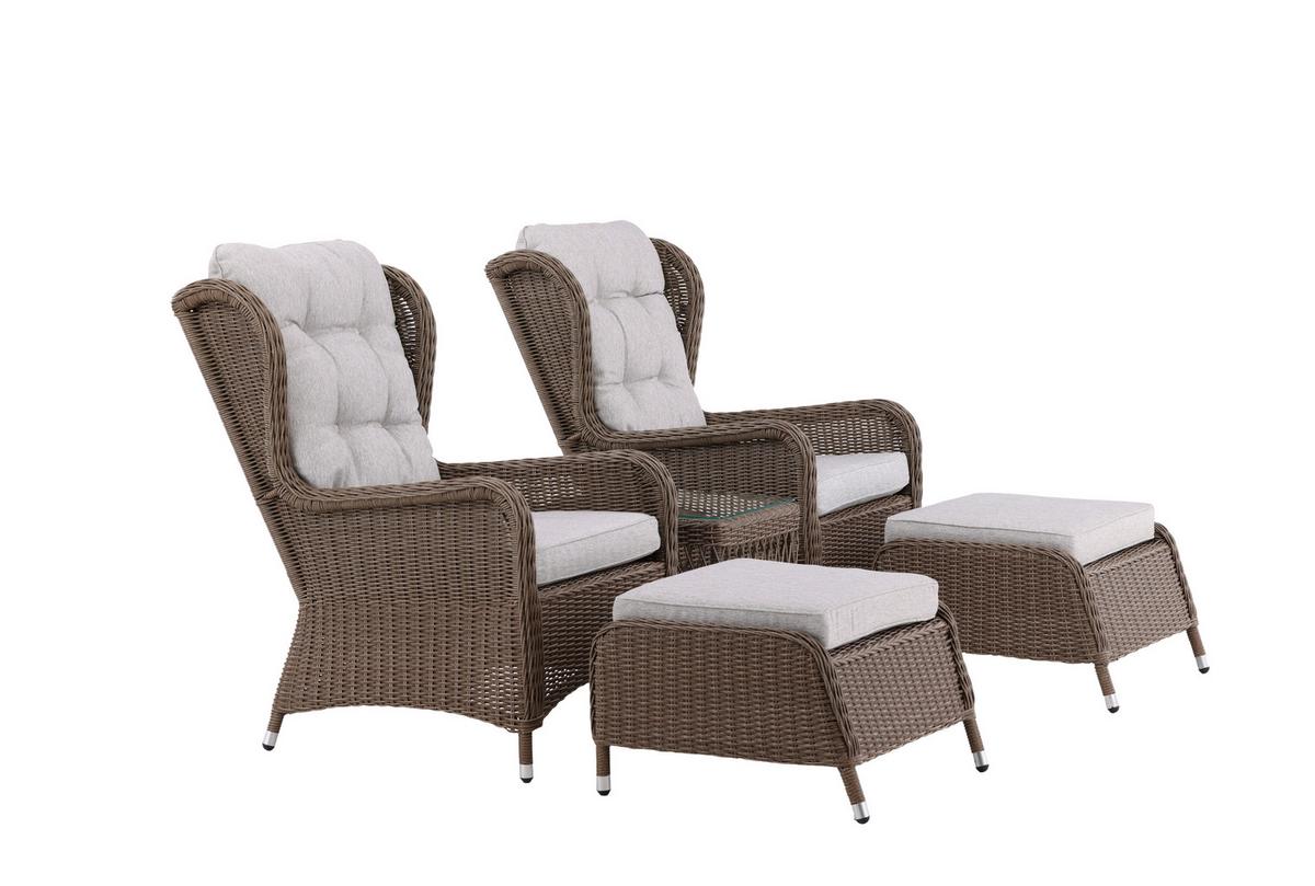 Loungegarnitur Washington - Beige/Braun, KONVENTIONELL, Kunststoff/Textil - Gardenson