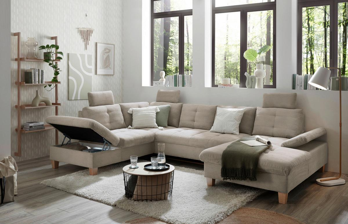 Wohnlandschaft Ascot Grau U: 220x324x170 Cm - Eichefarben/Grau, KONVENTIONELL, Textil (220/324/170cm) - MID.YOU