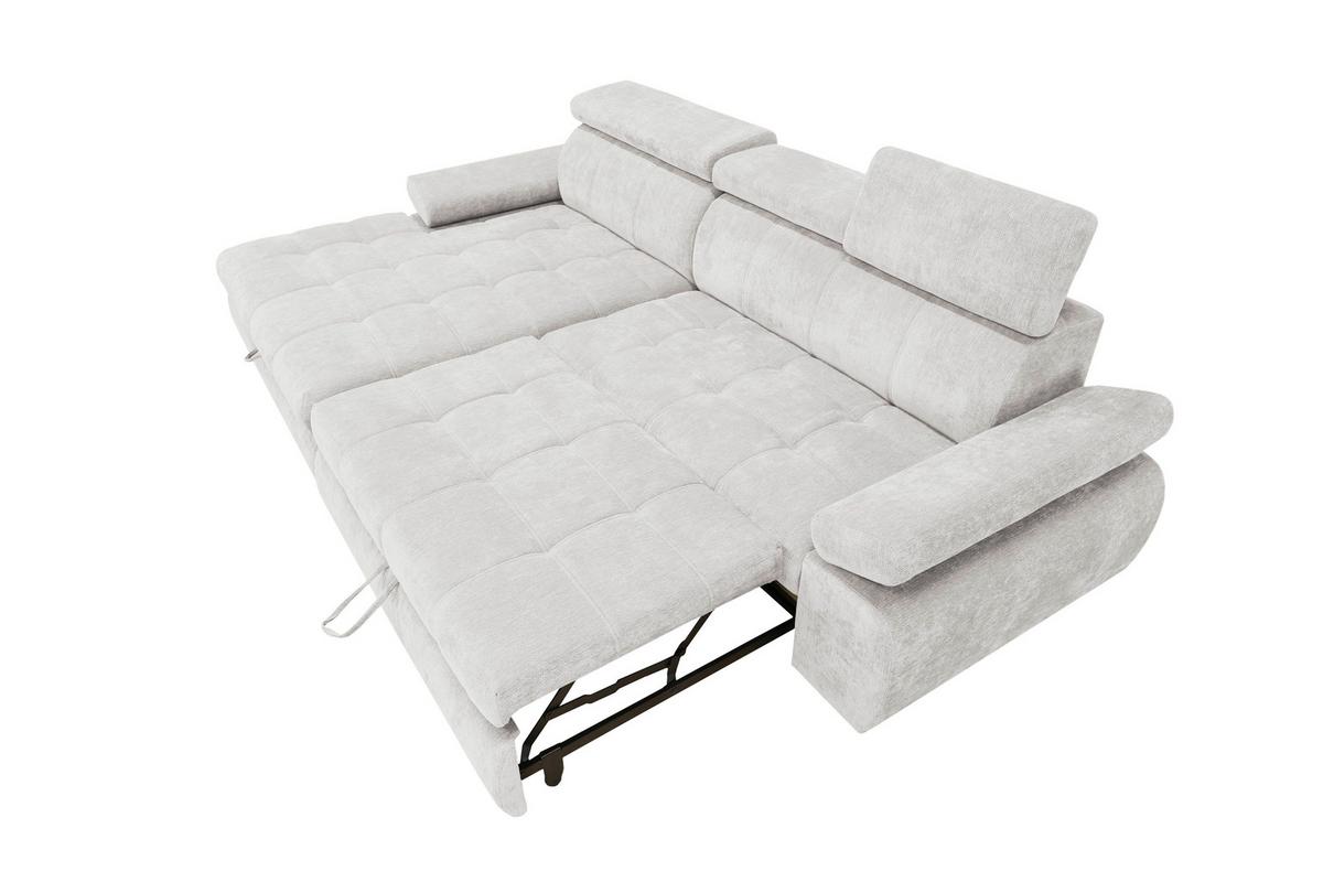 Rohová sedačka VEGAS, levá, světle šedá žinylka - černá/světle šedá, Design, dřevo/textil (173/294cm)