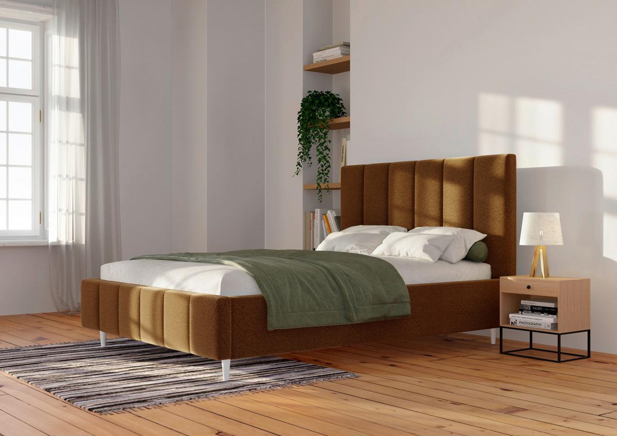 Polsterbett Talera Loft braun 140x200 cm - Buchefarben/Schwarz, KONVENTIONELL, Holz/Textil (140/200cm)
