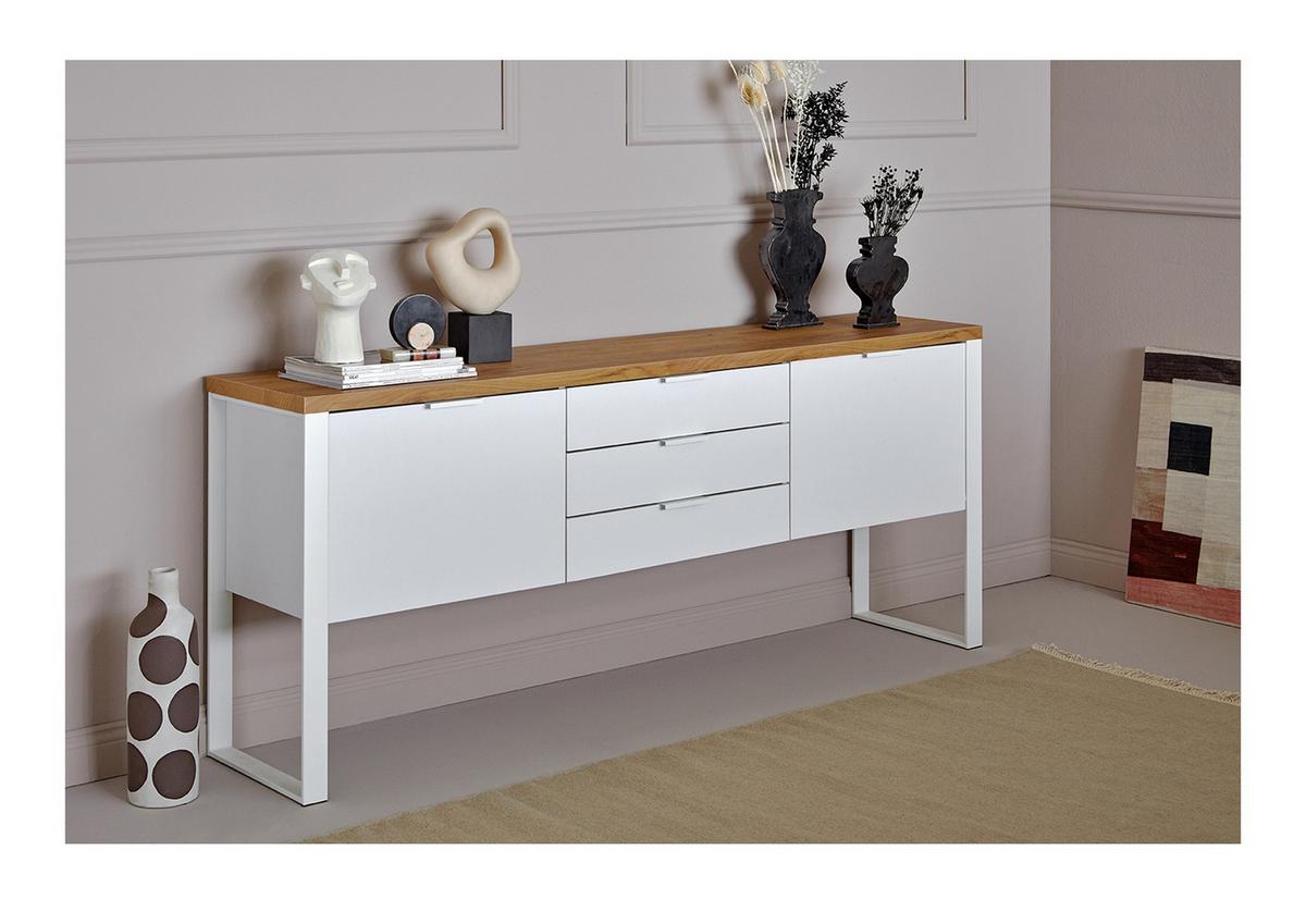 Sideboard Loop Sb 180 Eichefarben/weiß B: 180 Cm - Eichefarben/Weiß, KONVENTIONELL, Holzwerkstoff/Metall (180/76/40cm) - Livetastic