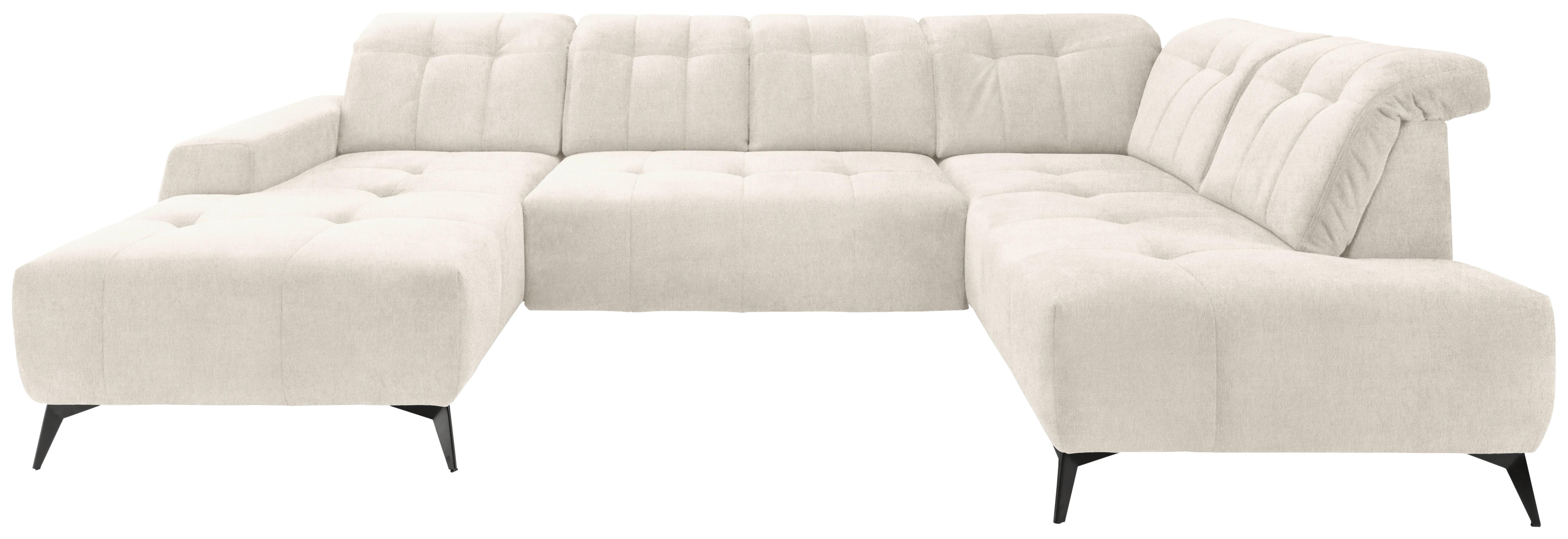 Ecksofa, Sitzvorzug Elektrisch Sano, Creme, 180x337x200 cm - Creme/Schwarz, MODERN, Textil (180/337/200cm) - Livetastic