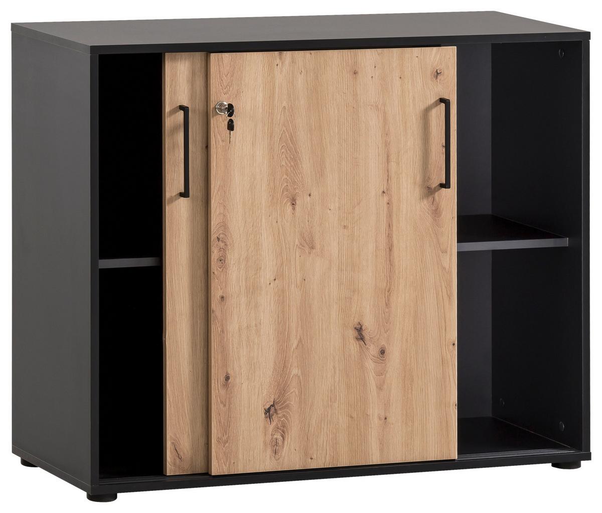 Aktenschrank Aino U 1000 St - Schwarz/Eiche Artisan, MODERN, Holzwerkstoff (100,1/83,6/41cm) - MID.YOU