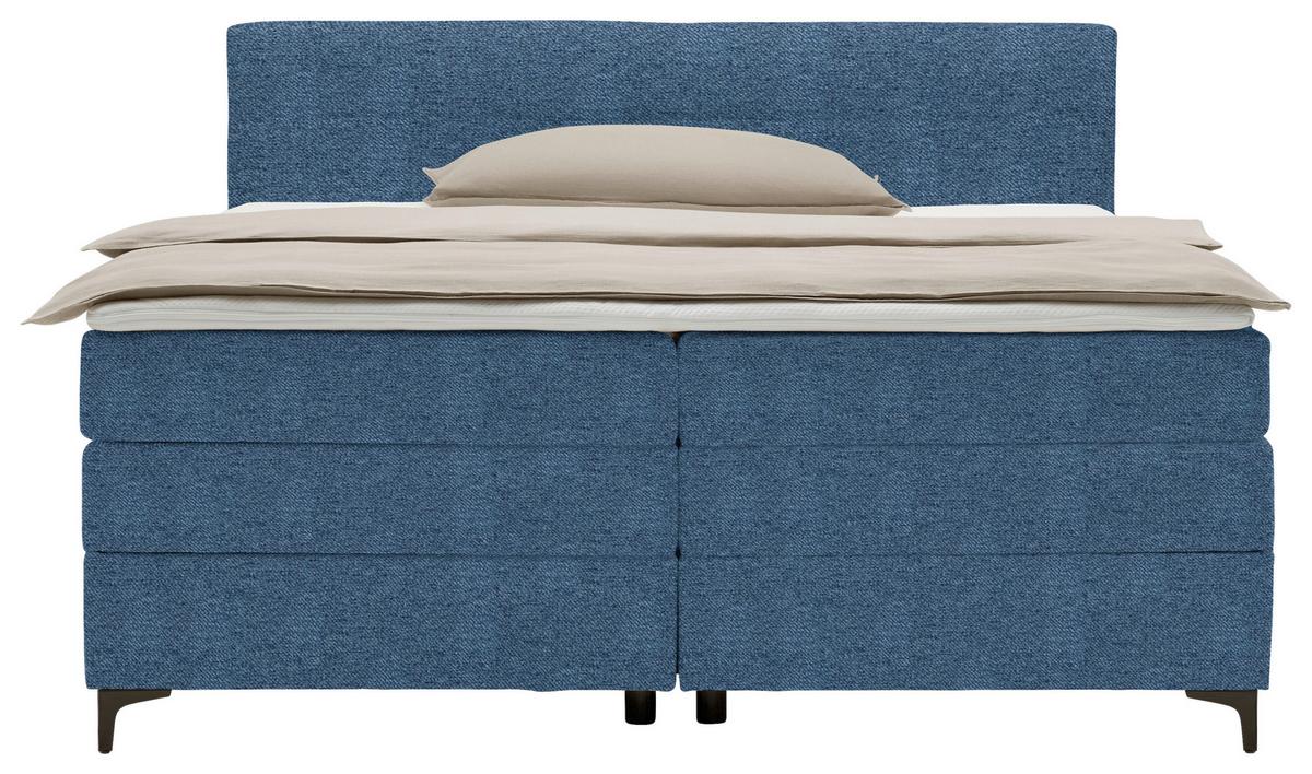Boxspringová posteľ BARI 160/200, modrá - modrá/čierna, Konventionell, kov/textil (160/200cm) - Mömax