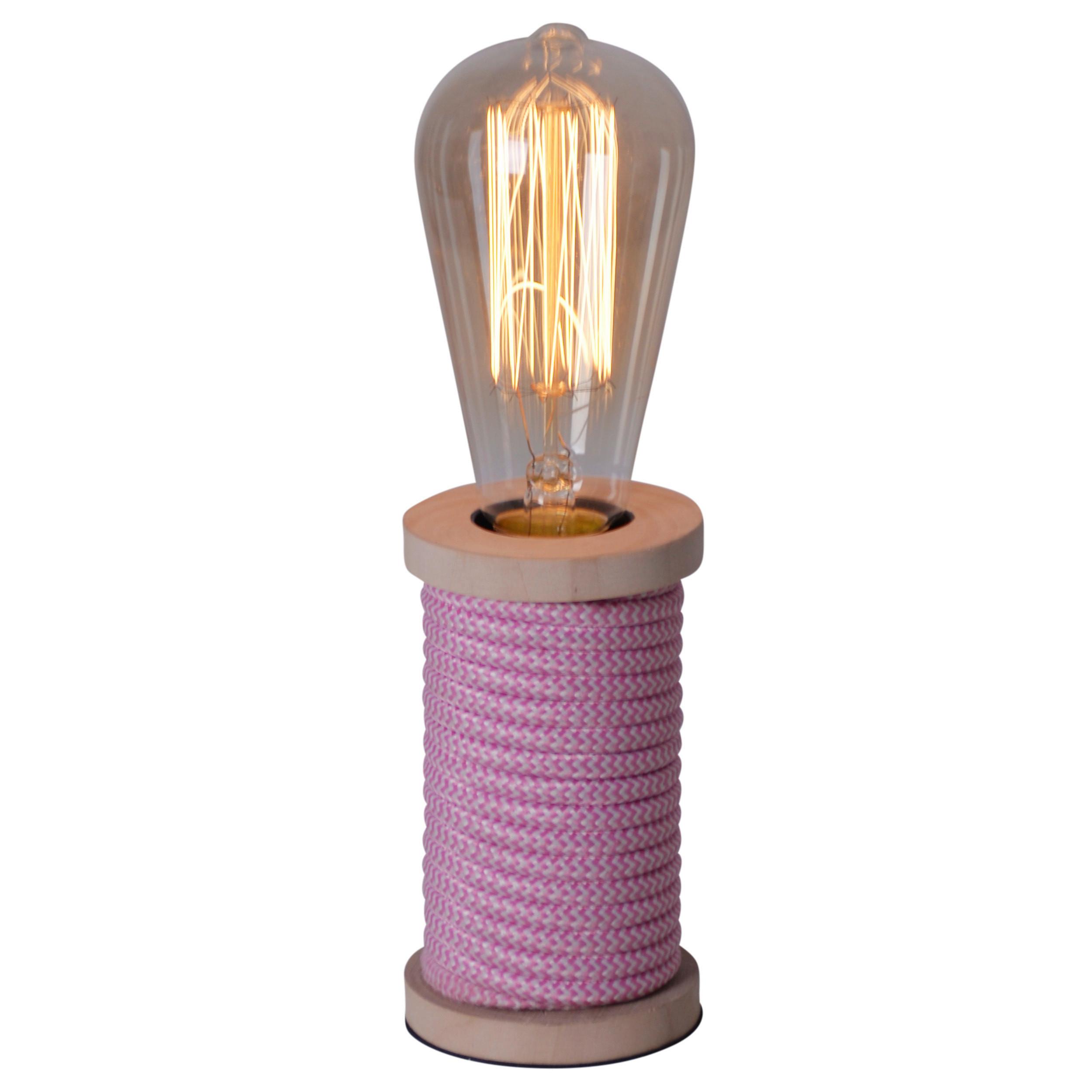 Tischlampe Max Pink Mit Kippschalter - Pink/Naturfarben, Design, Holz/Textil (7/12cm) - Näve