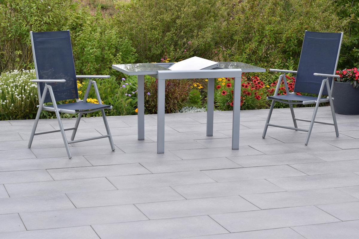 Gartenmöbel Set 3-Tlg. Amalfi aus Aluminium - Blau/Silberfarben, MODERN, Textil/Metall - Gardenson