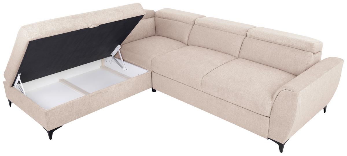 Ecksofa Lapis Creme S: 217/255 cm - Creme/Schwarz, KONVENTIONELL, Textil (217/255cm) - MID.YOU