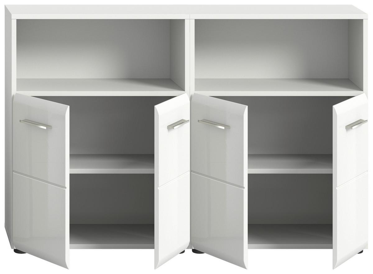 Midischrank Ice Weiß Hg B: 120 Cm - Weiß Hochglanz/Schwarz, MODERN, Holzwerkstoff (120/80/30cm) - MID.YOU