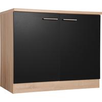 Spülenunterschrank Merle Schwarz, Eiche Dekor B: 100 cm - Eichefarben/Schwarz, Basics, Holzwerkstoff (100/84,8/60cm) - Respekta