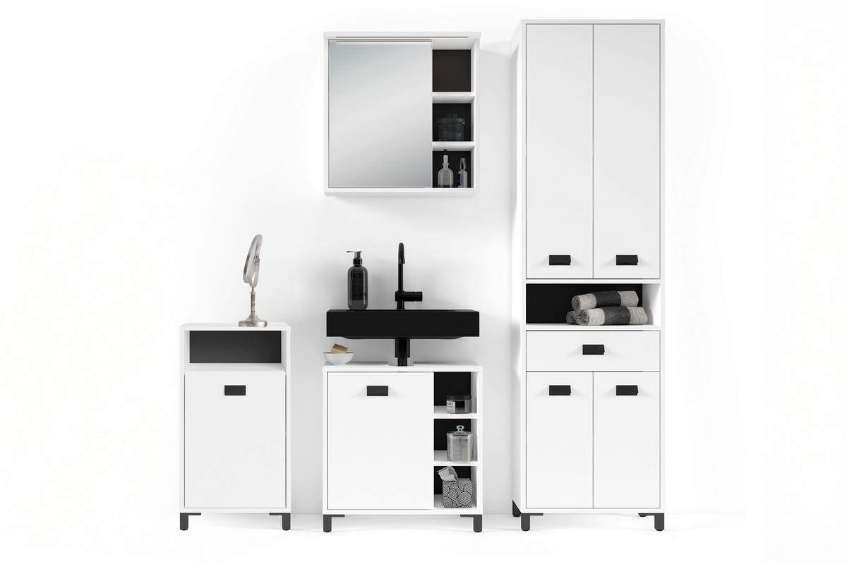 Unterschrank Wellness Weiß/Schwarz B: 42 cm - Schwarz/Weiß, MODERN, Holzwerkstoff/Kunststoff (42/77,5/31cm) - MID.YOU