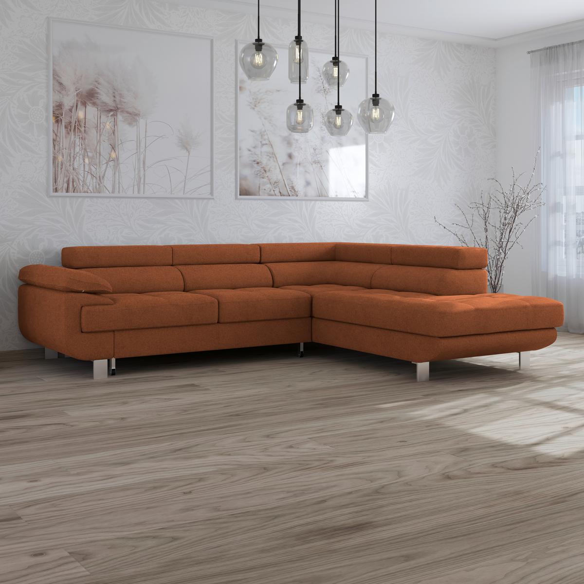 Ecksofa Savona - Rostfarben, MODERN, Textil (270/230cm) - Ondega