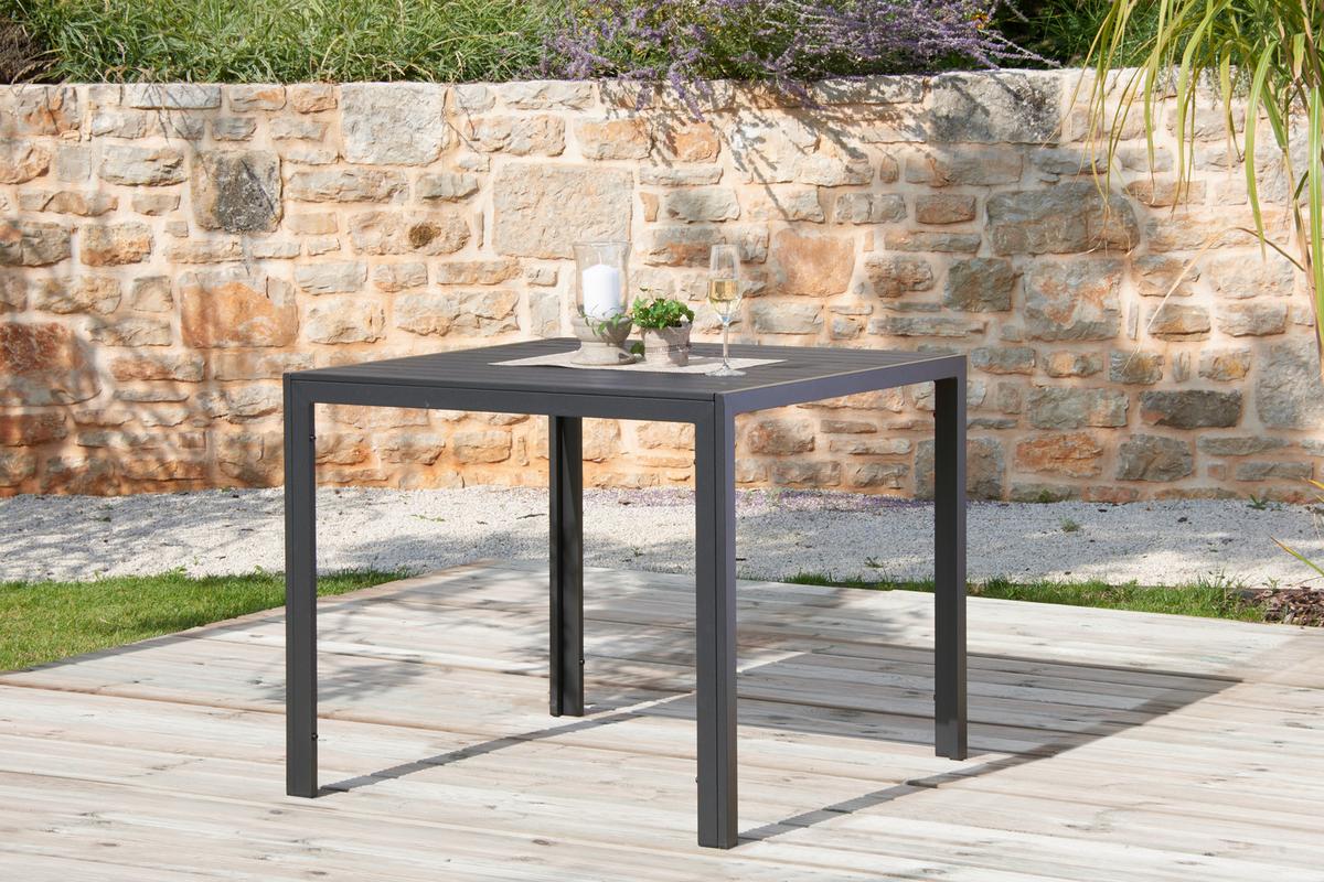 Gartentisch Milano Metall/ Kunststoff L: 90 cm - Dunkelgrau/Schwarz, MODERN, Kunststoff/Metall (90/74/90cm) - Beldano