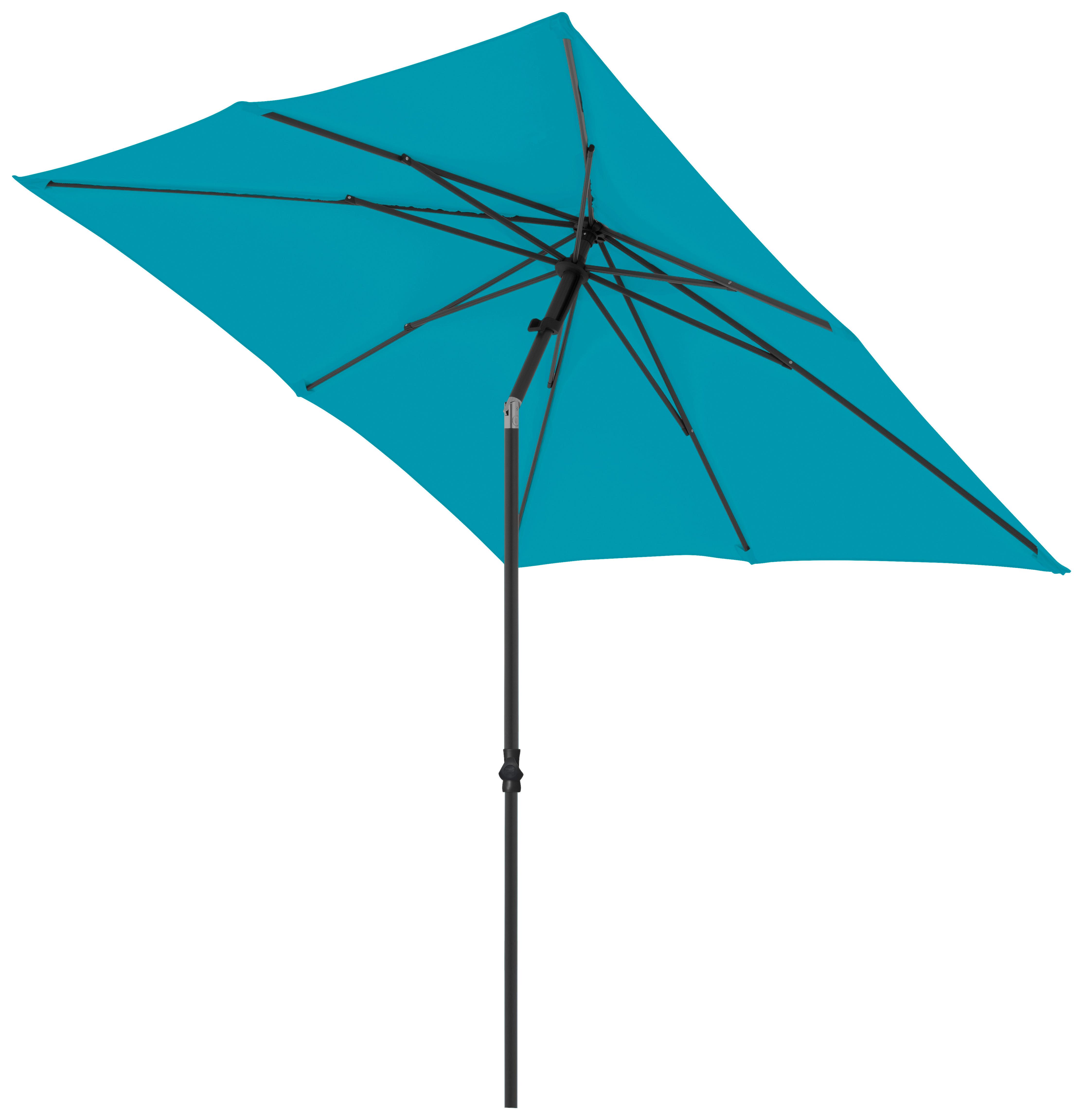 Sonnenschirm Push Up Basic LxBxH: 208x208x248 cm Petrol - Anthrazit/Petrol, Basics, Textil/Metall (208/208/248cm) - Doppler