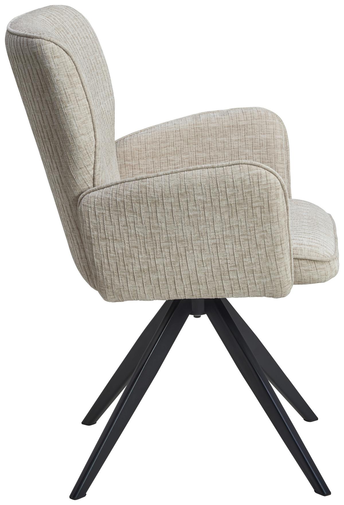 Armlehnstuhl Xilo Schwarz/beige Gepolstert - Beige/Schwarz, LIFESTYLE, Holz/Textil (60/89/63cm) - MID.YOU