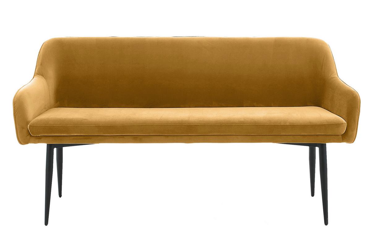 Tischgruppe Akazie Massiv/Senfgelb 6--Teilig. - Senfgelb/Naturfarben, MODERN, Holz/Textil (200/100/76,5cm) - Livetastic