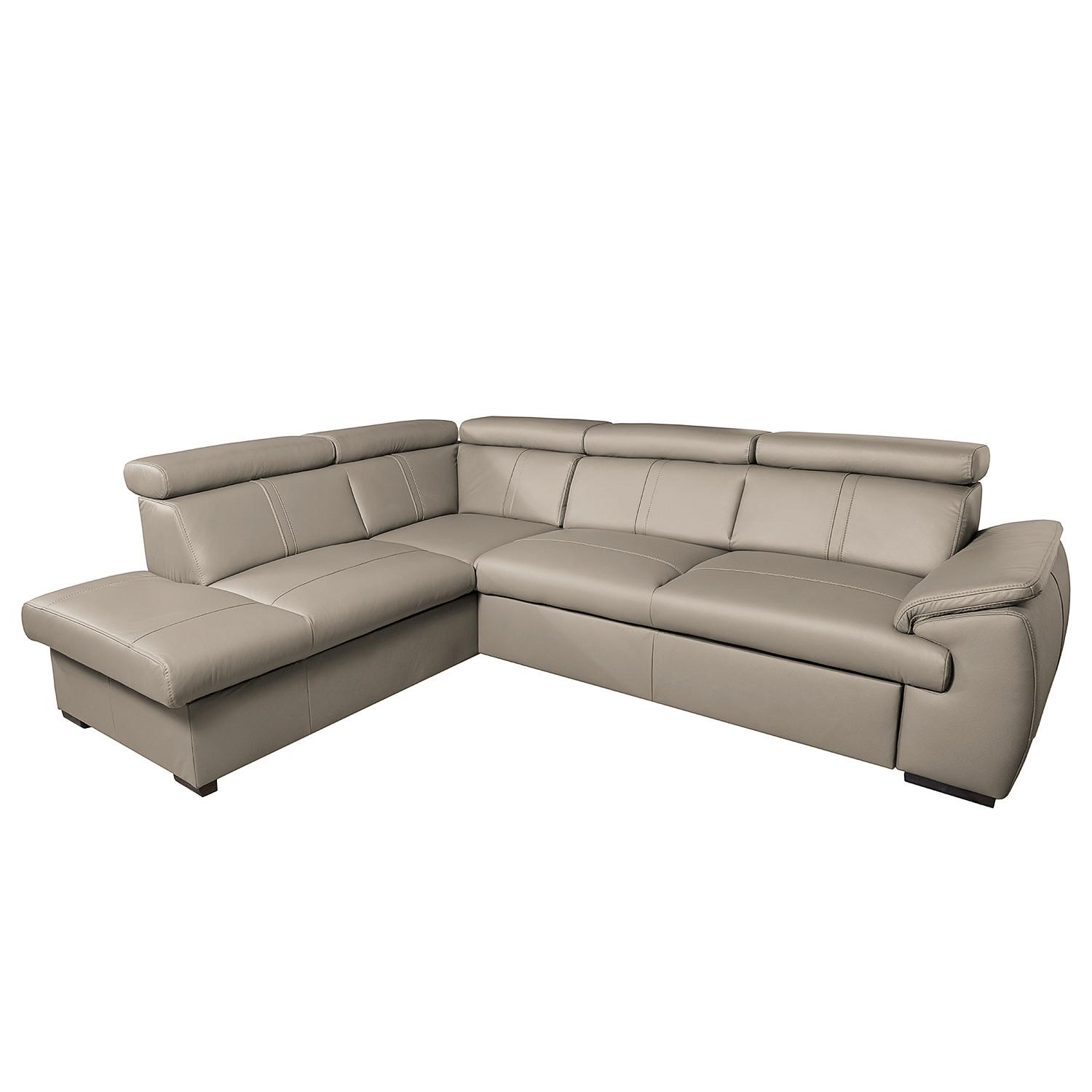 Ecksofa City Hellgrau S: 211x265 cm - Wengefarben/Hellgrau, Design, Leder (211/265cm) - Livetastic