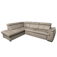 Ecksofa City Hellgrau S: 211x265 cm - Wengefarben/Hellgrau, Design, Leder (211/265cm) - Livetastic