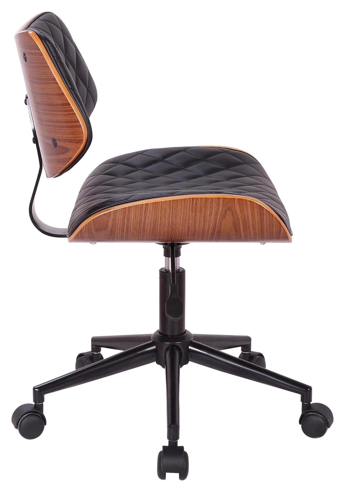 Kancelářska židle JEFF - černá/přírodní barvy, Lifestyle, kov/dřevo (48/76-86/51cm) - Premium Living