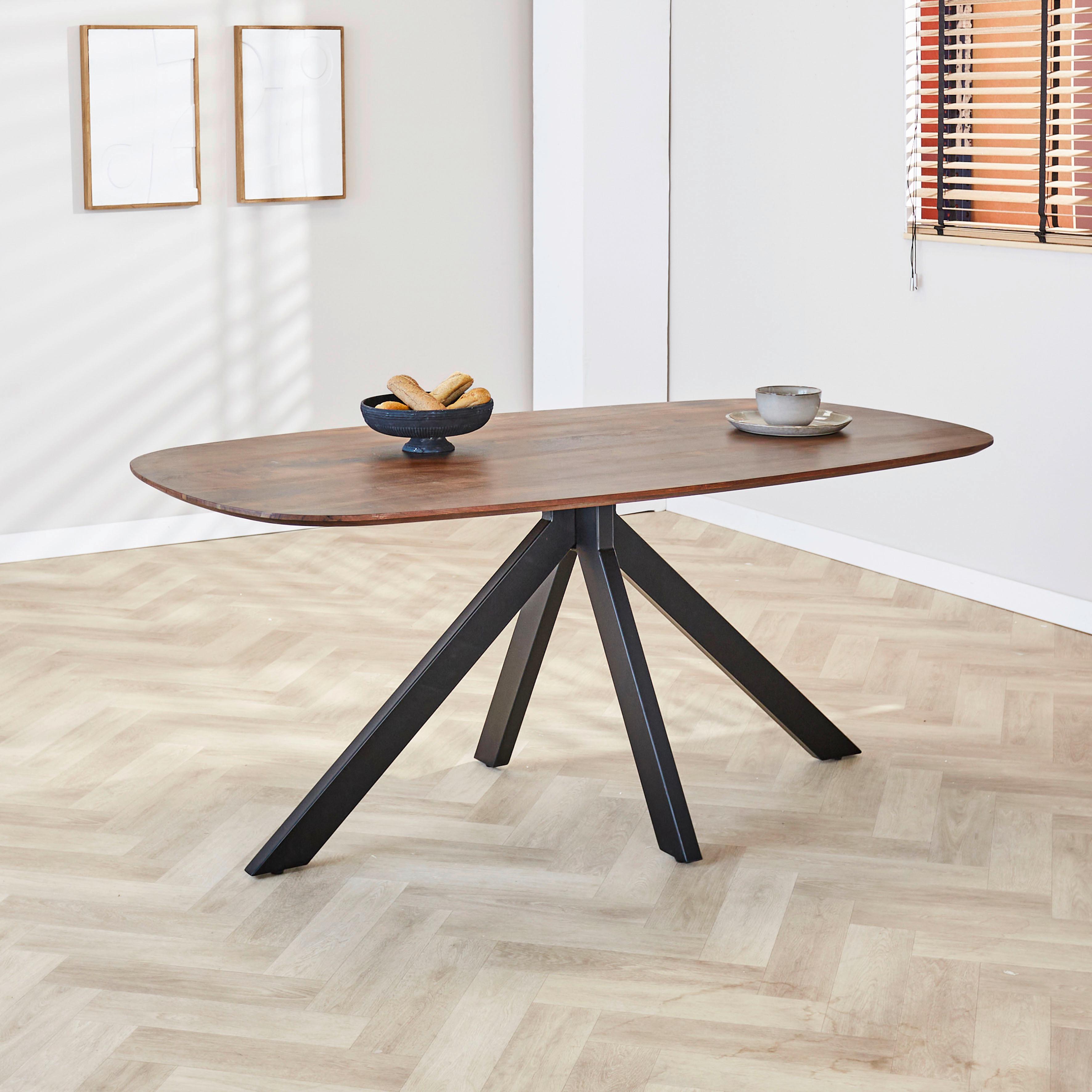 Esstisch Akazie/schwarz - Schwarz/Braun, Design, Holz/Metall (160/100/76cm) - MID.YOU