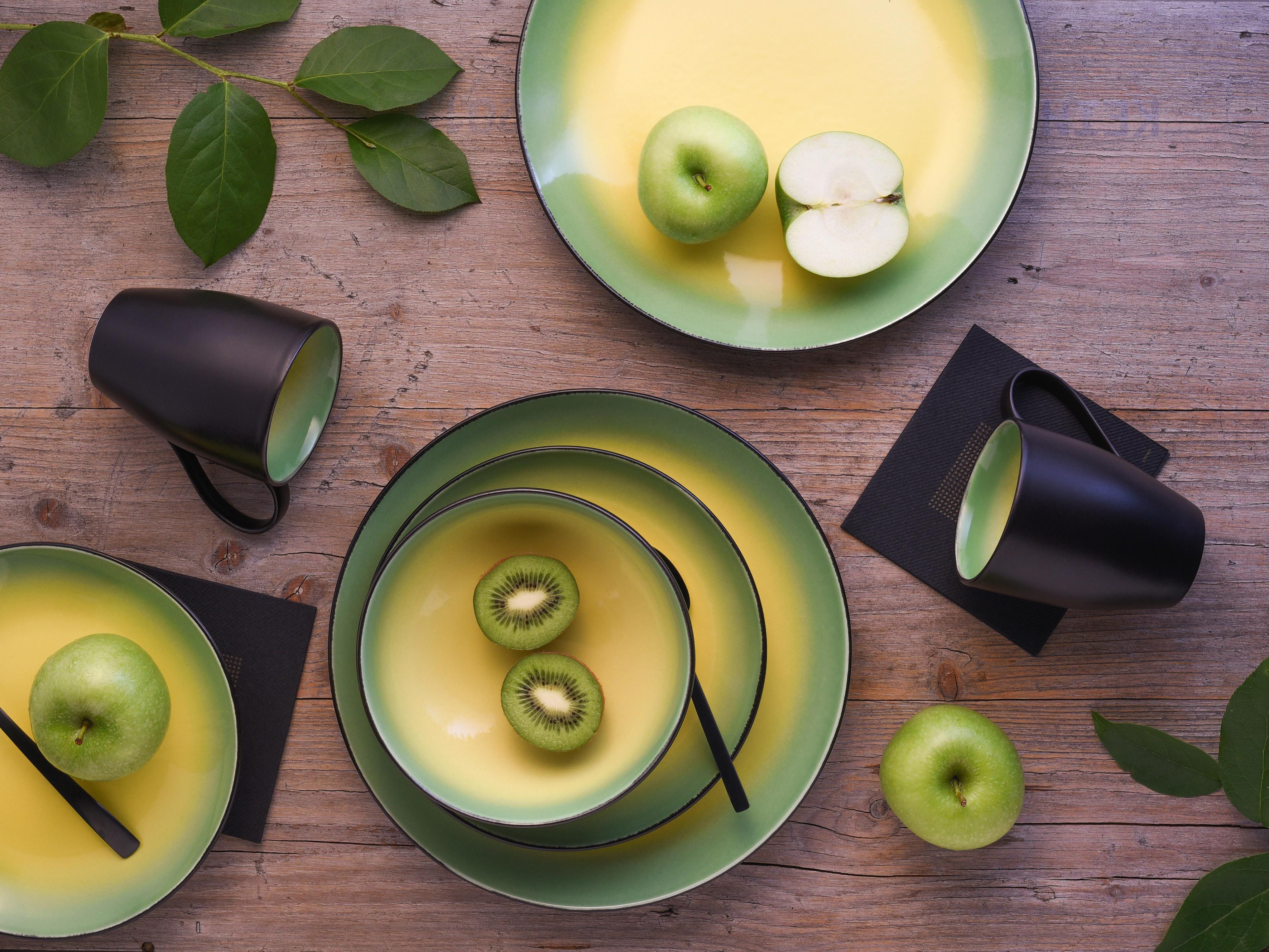 Kombiservice Keramik 4 Personen Geschirr Set