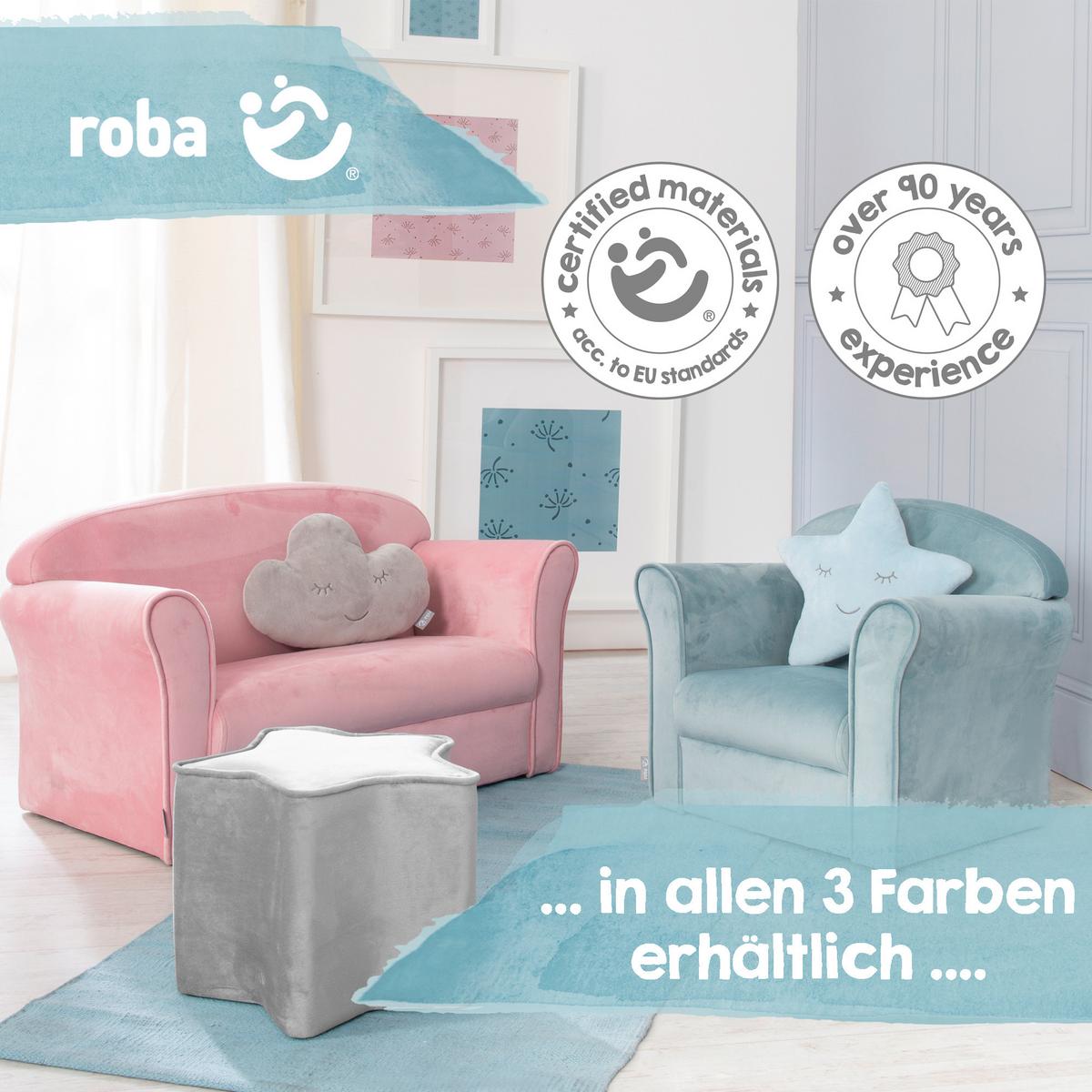Kindersofa Grau Mit Armlehnen - Silberfarben/Grau, Basics, Textil (78/43/39cm) - Roba