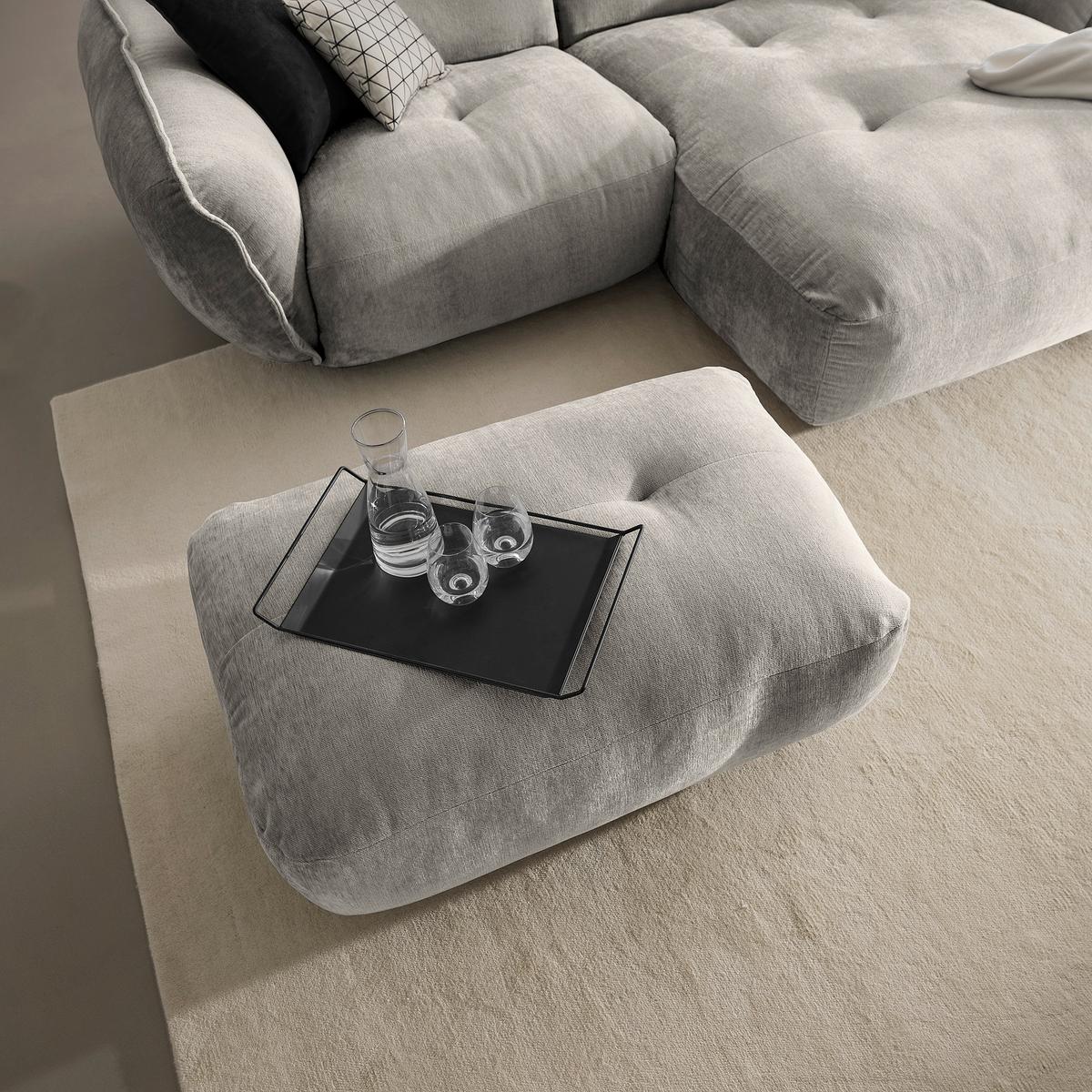 Hocker Fluffy, Silberfarben B: 112 Cm - Silberfarben/Schwarz, MODERN, Textil (112/46/65cm) - Trendmanufaktur