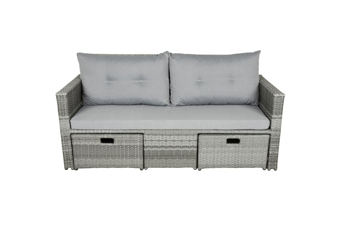 Loungesofa Malta - Schwarz/Grau, Basics, Kunststoff/Textil (180/86/135cm) - Gardenson