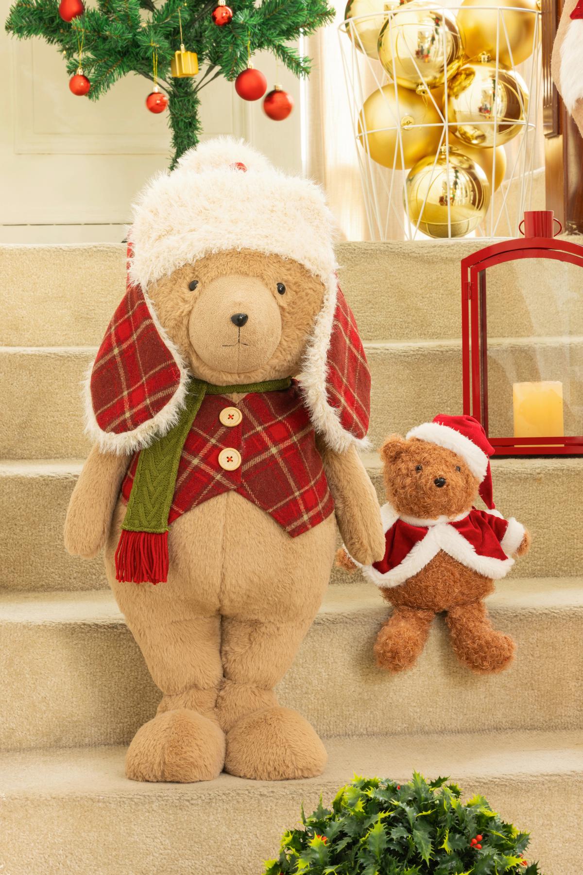 Dekobär Bernard - Rot/Braun, KONVENTIONELL, Holz/Kunststoff (35/33/72cm) - Luca Bessoni