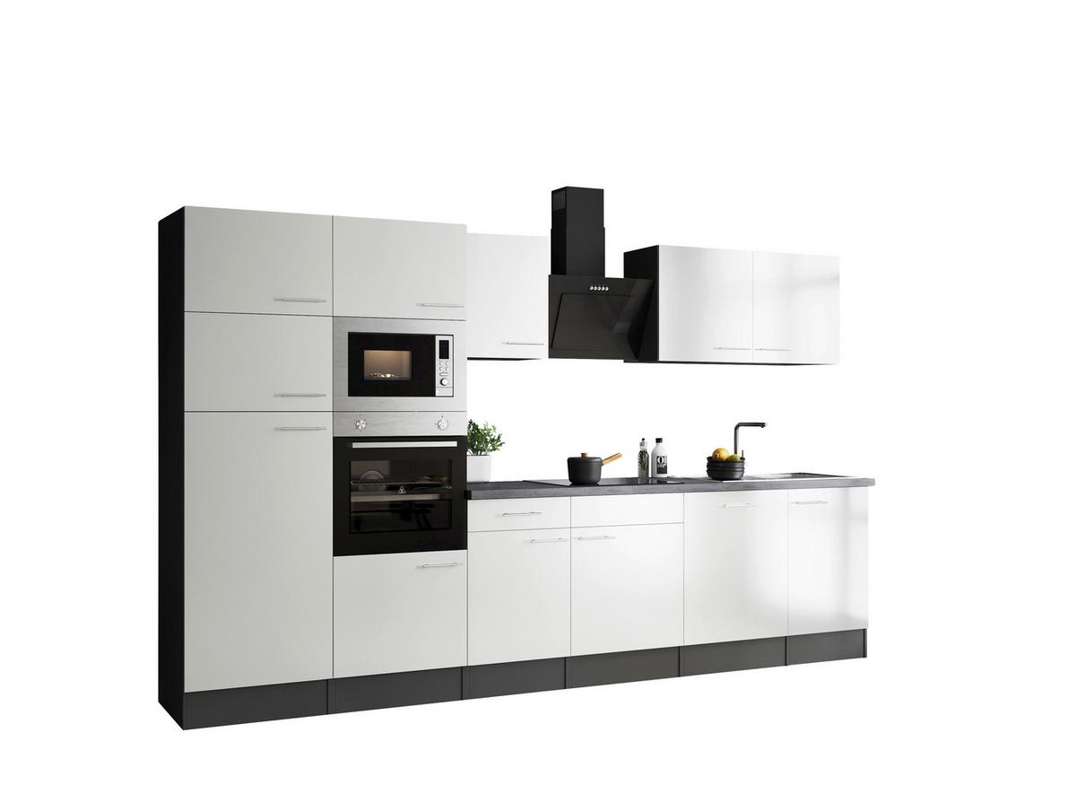 Küchenblock Oliver Weiß, Grau B: 340 Cm - Weiß/Grau, Design, Holzwerkstoff (340cm) - Respekta