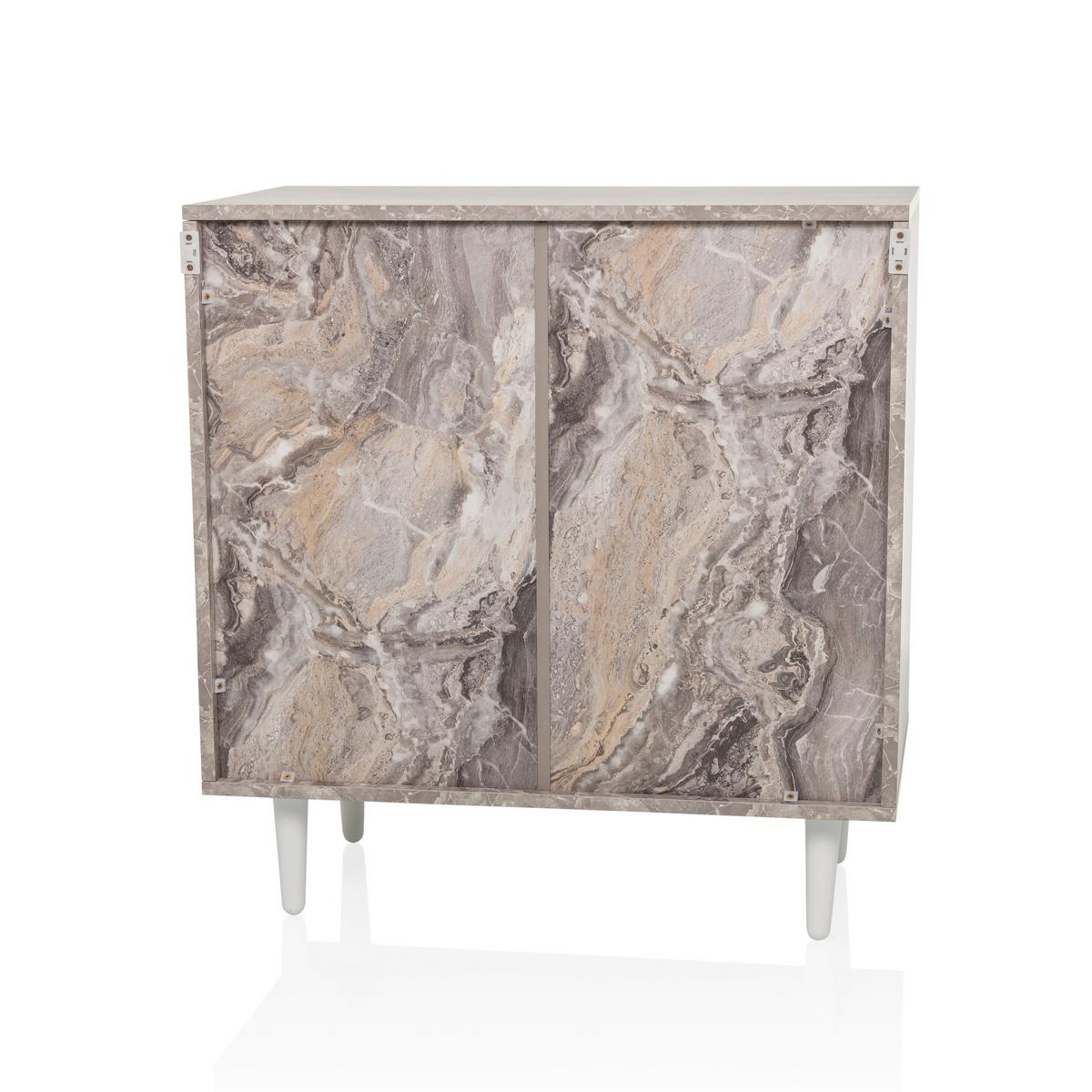 Kommode Lykkja Braun/Weiß B: 72 cm - Schwarz/Braun, MODERN, Holzwerkstoff (72/77/39,5cm) - MID.YOU