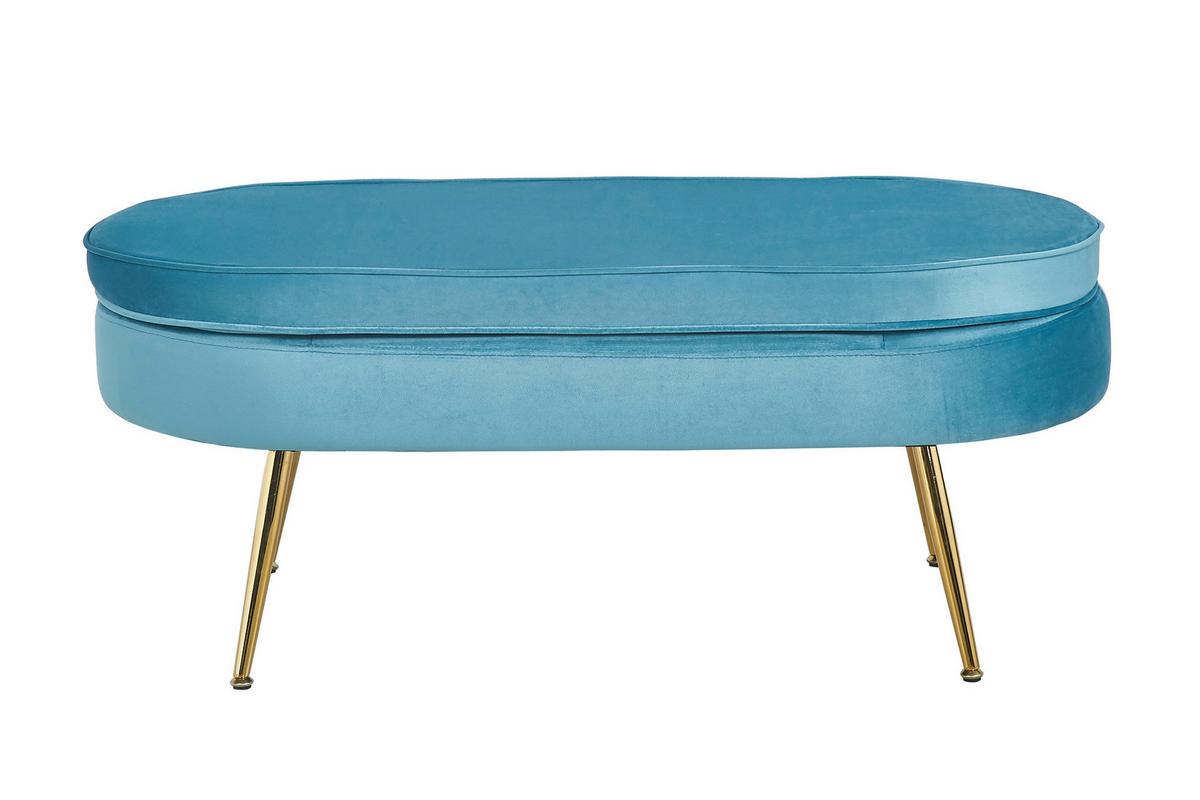 Hocker Blau B: 99 Cm - Blau/Goldfarben, MODERN, Textil (99/40/44cm) - Livetastic