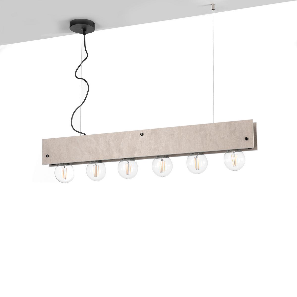 Hängeleuchte 5064/sc - Schwarz/Grau, Natur, Metall (100/9/150cm)