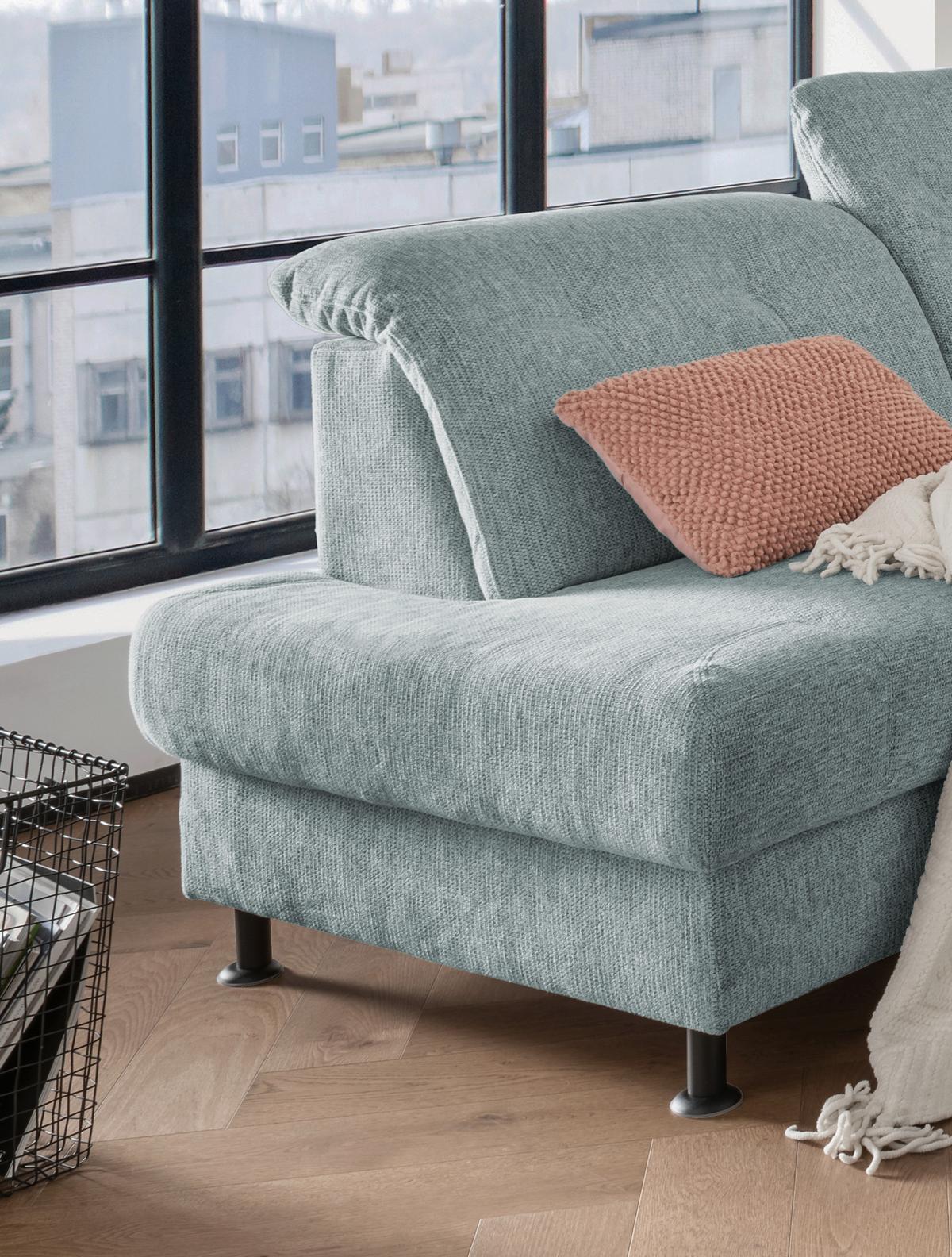 Ecksofa Minori Chenille Blau, S: 198x270 Cm - Blau/Schwarz, MODERN, Textil (198/270cm) - Livetastic
