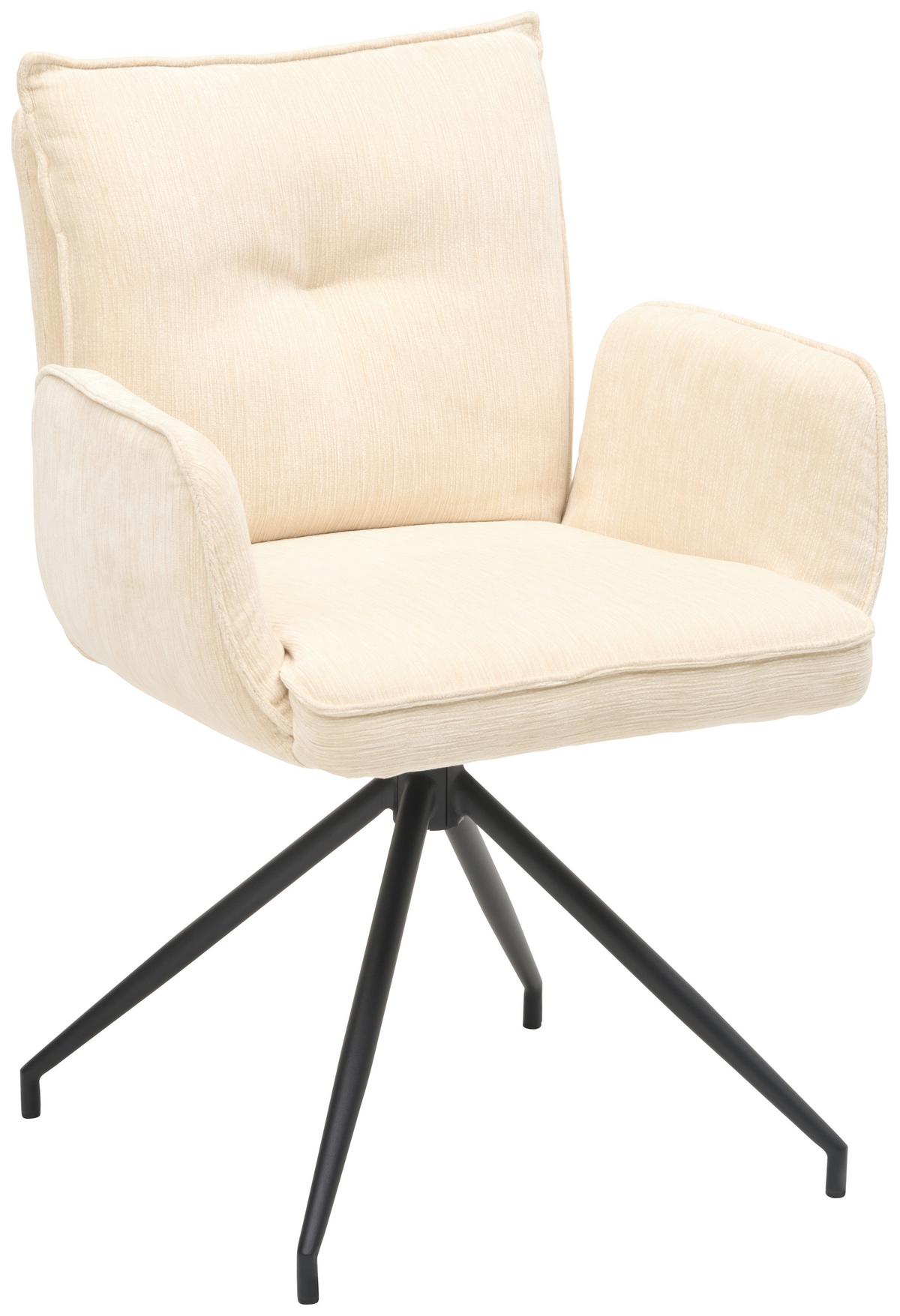 Armlehnstuhl Milena Webstoff Beige, B: 58,5cm - Beige/Schwarz, KONVENTIONELL, Textil/Metall (58,5/86/66cm) - MID.YOU