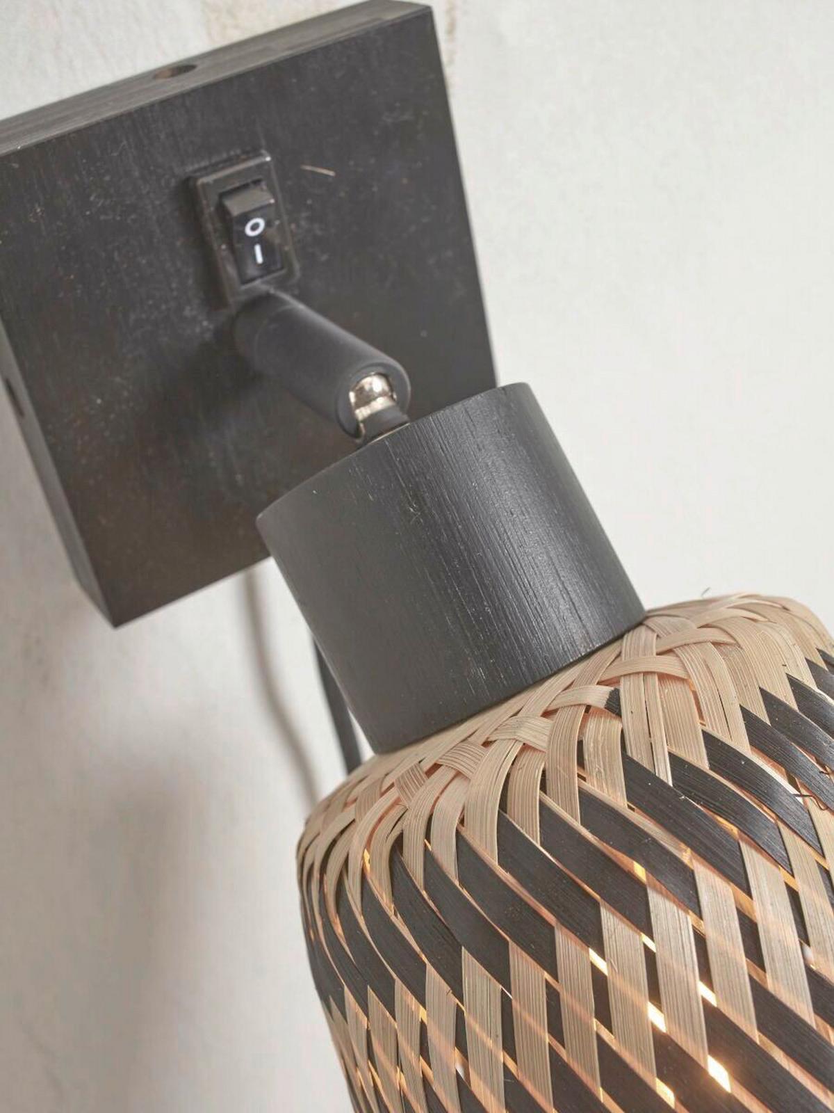 WANDLEUCHTE JAVA/W/B/15/BN - Schwarz/Naturfarben, Trend (15/15/22cm) - Good & Mojo