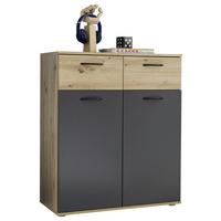 Kommode 80cm Liam Eiche Artisan Dekor - Schwarz/Graphitfarben, KONVENTIONELL, Holzwerkstoff (80/95/38cm)