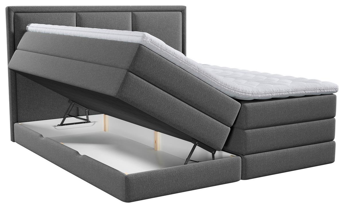 Boxspringbett mit Topper 200x200 cm Swing K - Anthrazit, Design, Holzwerkstoff/Textil (200/200cm) - MID.YOU