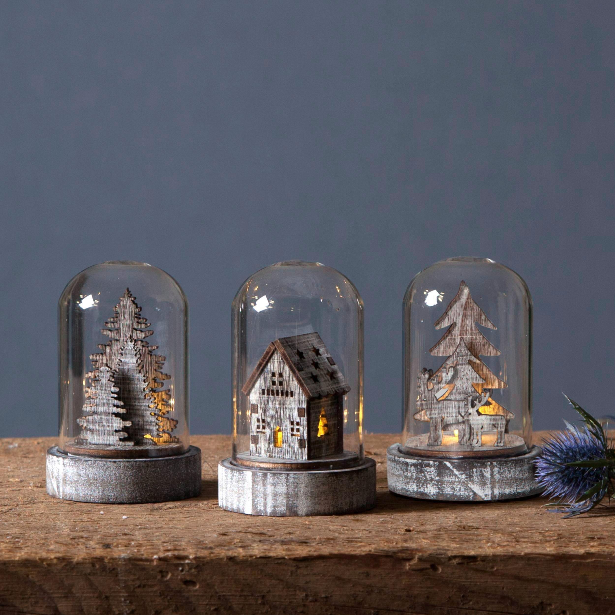 Led-dekoleuchte 064-91 Domes - Klar/Braun, Basics, Glas/Holz (5,5/8,5cm) - Eglo
