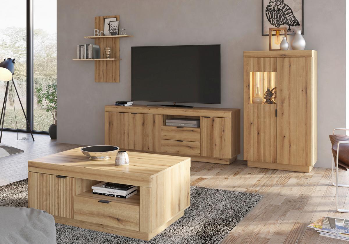 TV-Element Delamar Eichefarben Dekor B: 146 cm - Eichefarben, Trend, Holzwerkstoff (146/66,6/39,6cm)